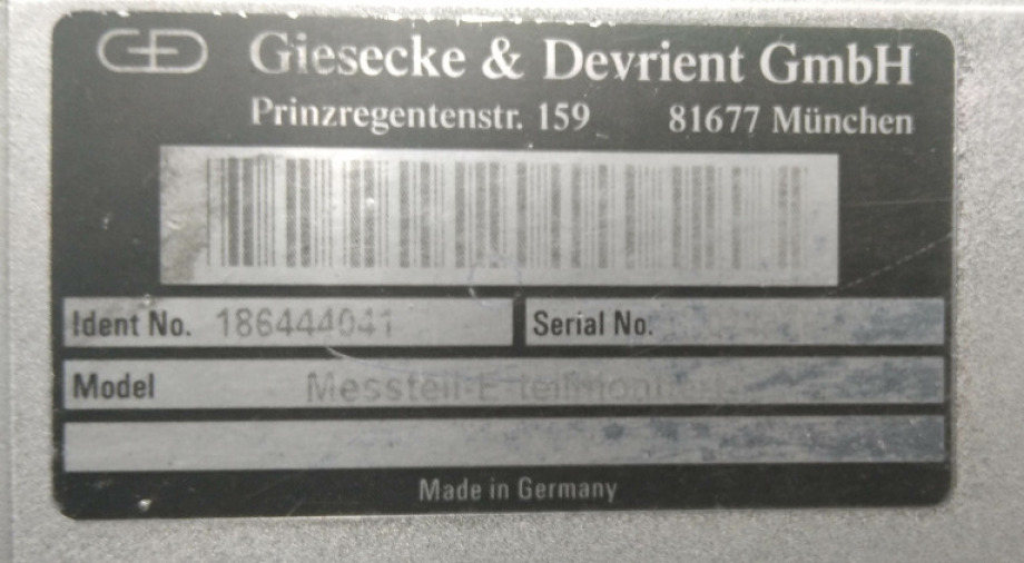 Spare Part Giesecke &amp; Devrient GmbH Messteil - E - teilmontiert Used A